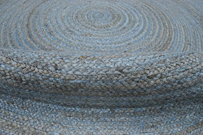 New 100% Natural Fiber 5 Feet Round Jute Rug, hand braided blue reversible rug | JR001 - The Rug Decor