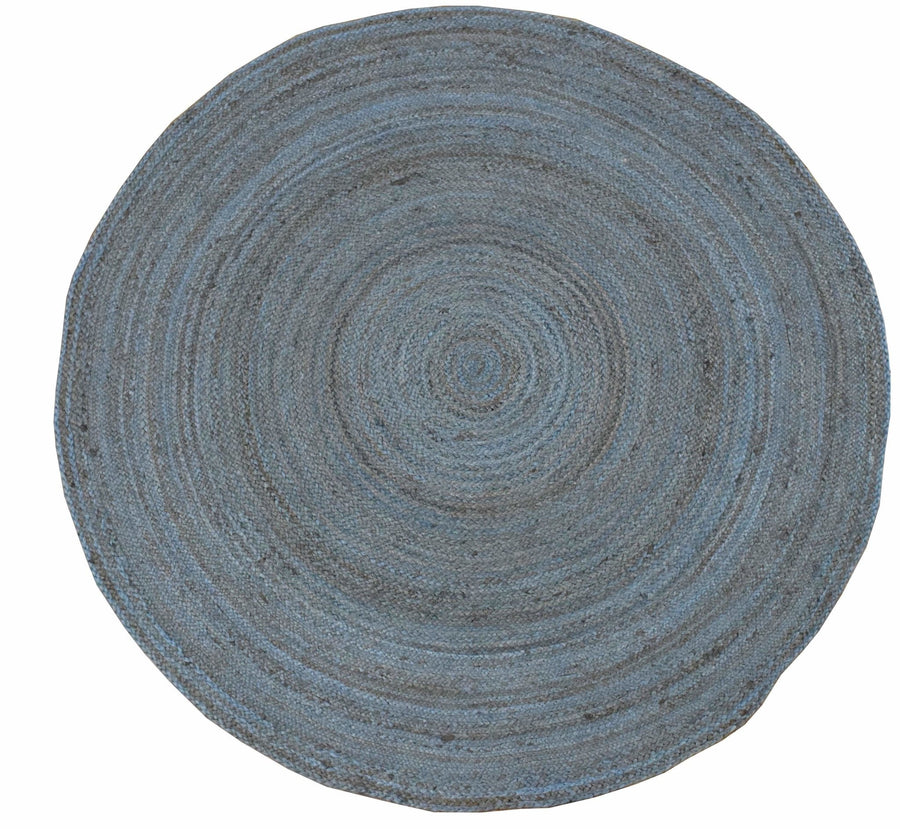 New 100% Natural Fiber 5 Feet Round Jute Rug, hand braided blue reversible rug | JR001 - The Rug Decor
