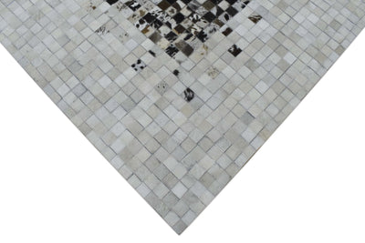 New Hairon 5x8 Leather Handmade Brown and Ivory Area Rug, Hand Stitched Genuine Luxury Leather Rug | LR8 - The Rug Decor