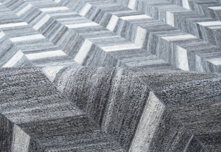New Hairon 5x8 Leather Handmade Gray and Silver Area Rug, Hand Stitched Genuine Luxury Leather Rug | LR9 - The Rug Decor