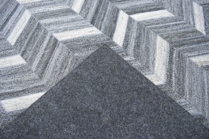 New Hairon 5x8 Leather Handmade Gray and Silver Area Rug, Hand Stitched Genuine Luxury Leather Rug | LR9 - The Rug Decor