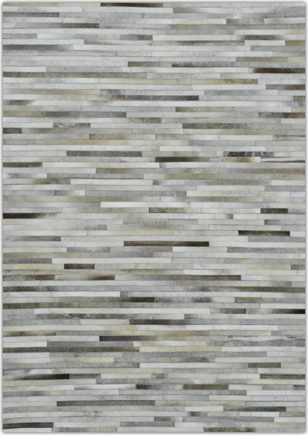 New Hairon 5x8 Leather Stripe Design Handmade Beige and Ivory Area Rug, Hand Stitched Genuine Leather Rug | LR6 - The Rug Decor