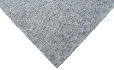 New Hairon 5x8 Leather Stripe Design Handmade Gray and Silver Area Rug, Hand Stitched Genuine Leather Rug | LR13 - The Rug Decor