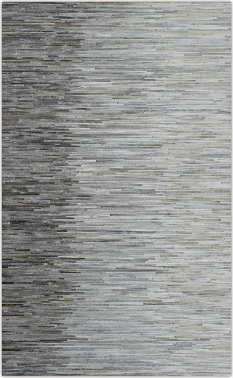 New Hairon 5x8 Leather Stripe Design Handmade Gray and Silver Area Rug, Hand Stitched Genuine Leather Rug | LR5B - The Rug Decor