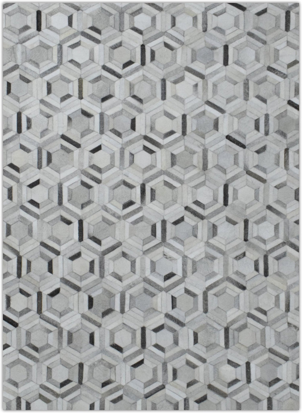 New Hairon Leather Handmade Ivory and Silver Area Rug, Hand Stitched Genuine Cowhide Leather Rug | LR2 - The Rug Decor