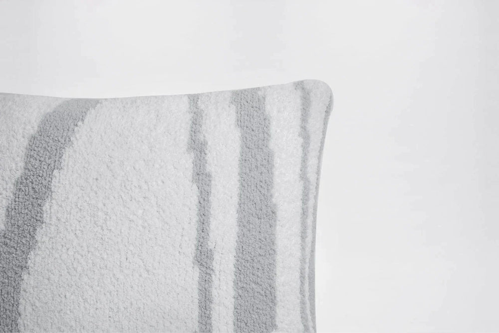 Off-White And Cloud Gray Soft and Cozy 20x20 Inch Striped Throw Pillow - The Rug Decor