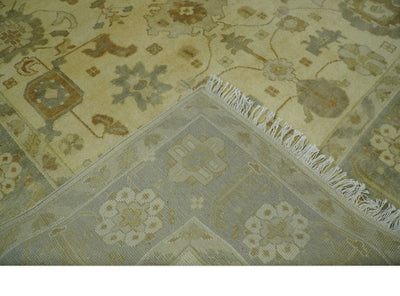 Olive, Beige and Gray Hand Knotted Traditional Oushak 8x10 wool Area Rug - The Rug Decor