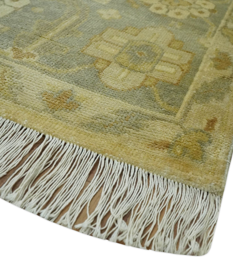 Olive, Beige and Gray Hand Knotted Traditional Oushak 8x10 wool Area Rug - The Rug Decor