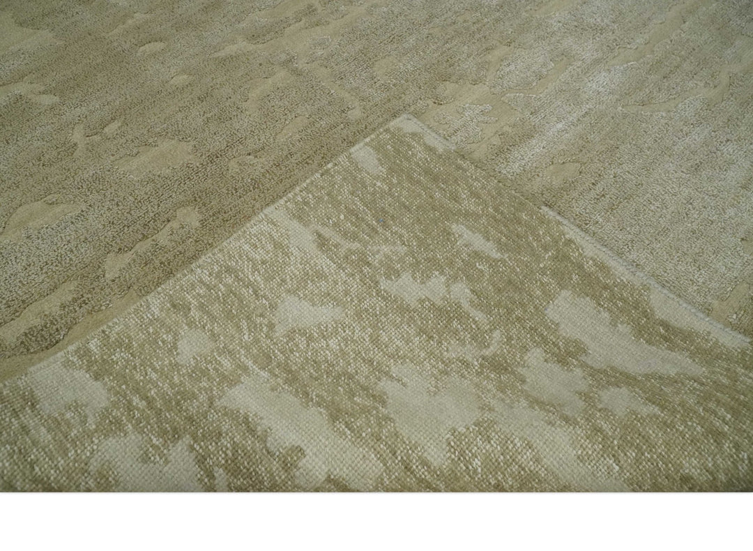 Olive Hand knotted Modern Carved Texture 4x6 Wool and art Silk Area Rug - The Rug Decor