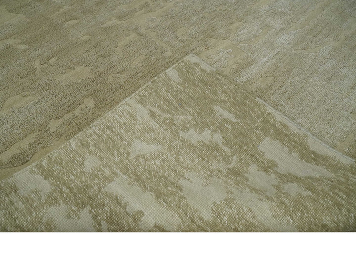 Olive Hand knotted Modern Carved Texture 4x6 Wool and art Silk Area Rug - The Rug Decor