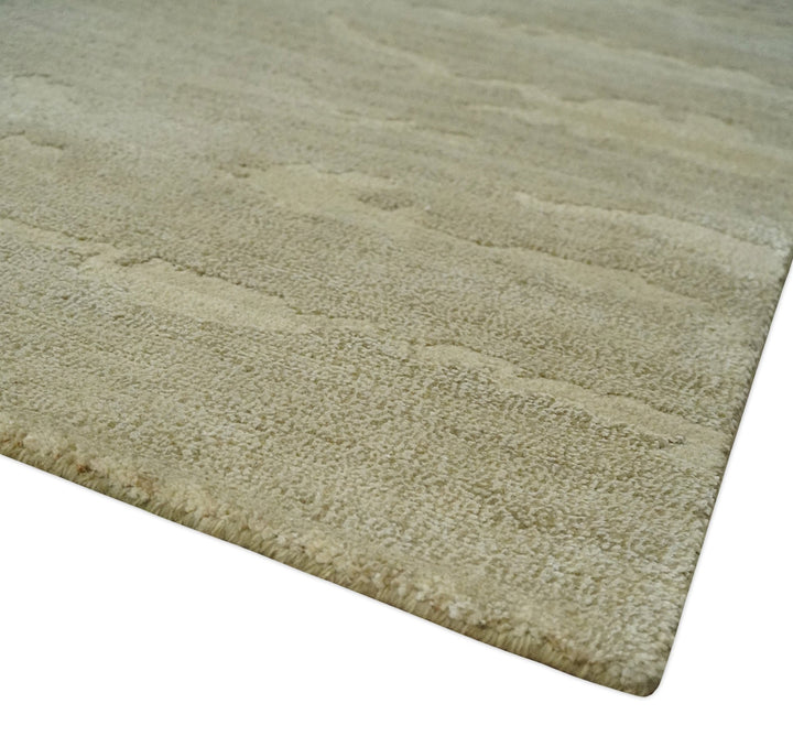 Olive Hand knotted Modern Carved Texture 4x6 Wool and art Silk Area Rug - The Rug Decor