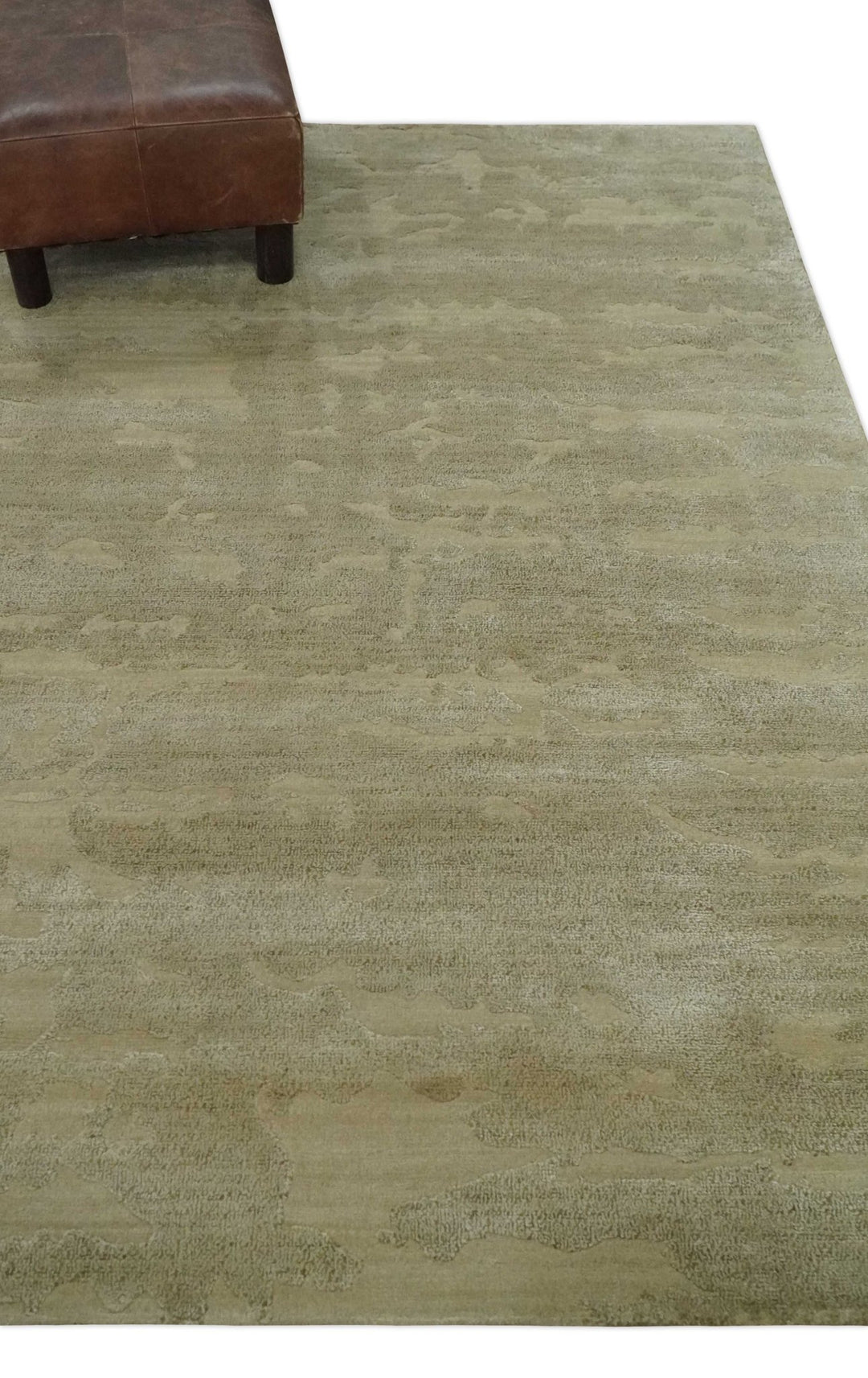 Olive Hand knotted Modern Carved Texture 4x6 Wool and art Silk Area Rug - The Rug Decor