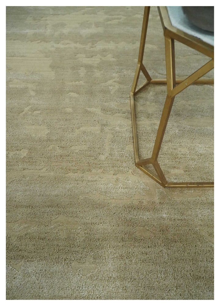 Olive Hand knotted Modern Carved Texture 4x6 Wool and art Silk Area Rug - The Rug Decor