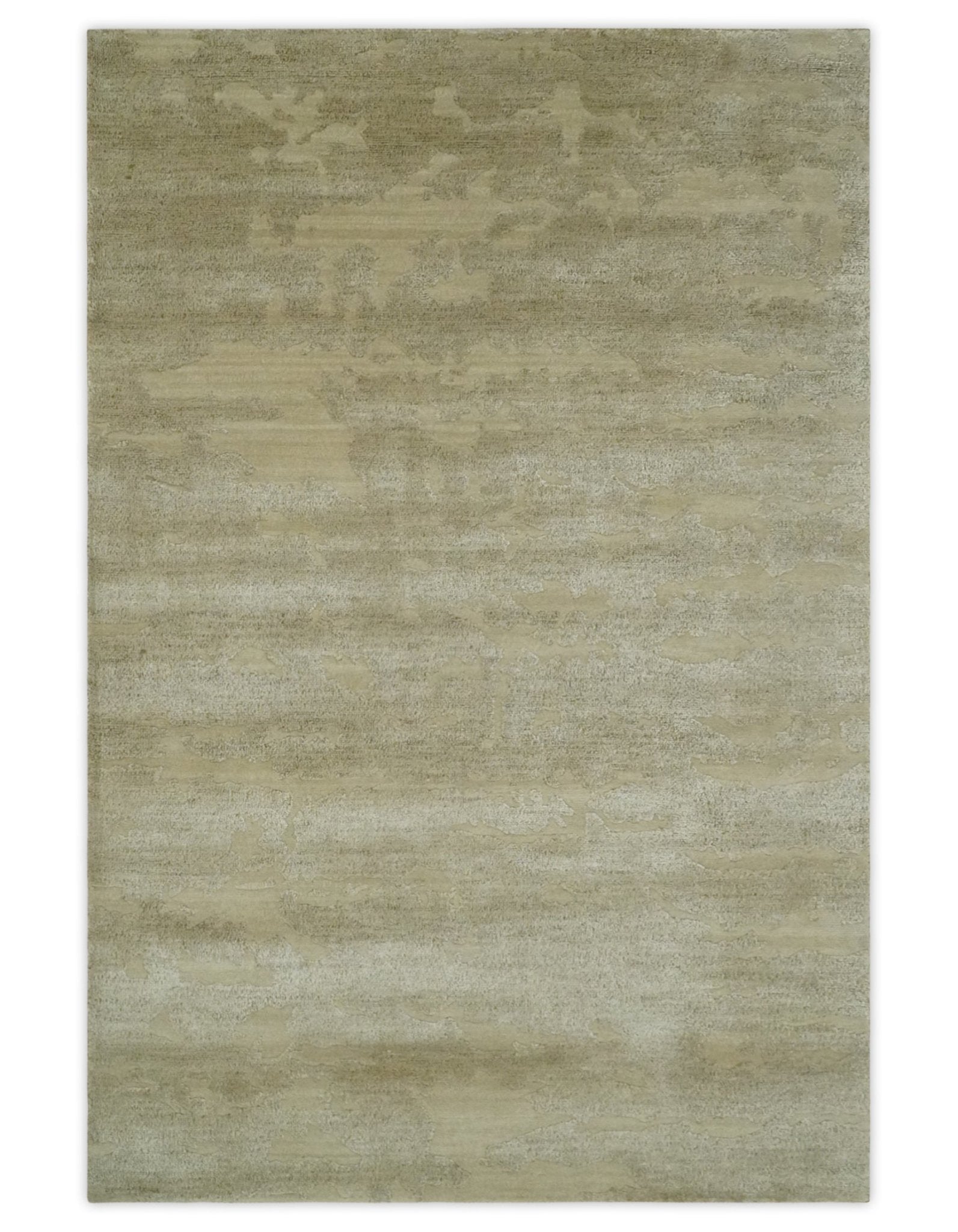 Olive Hand knotted Modern Carved Texture 4x6 Wool and art Silk Rug ...