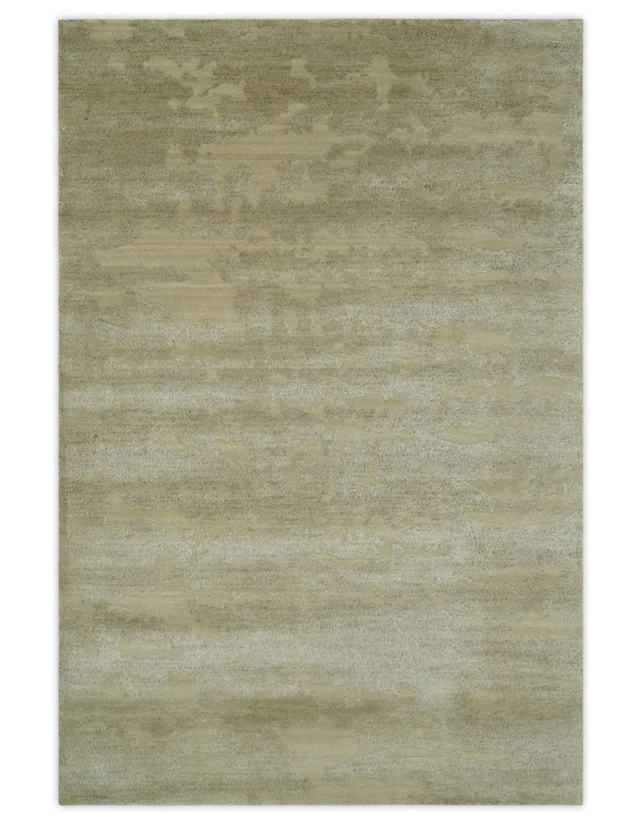 Olive Hand knotted Modern Carved Texture 4x6 Wool and art Silk Area Rug - The Rug Decor