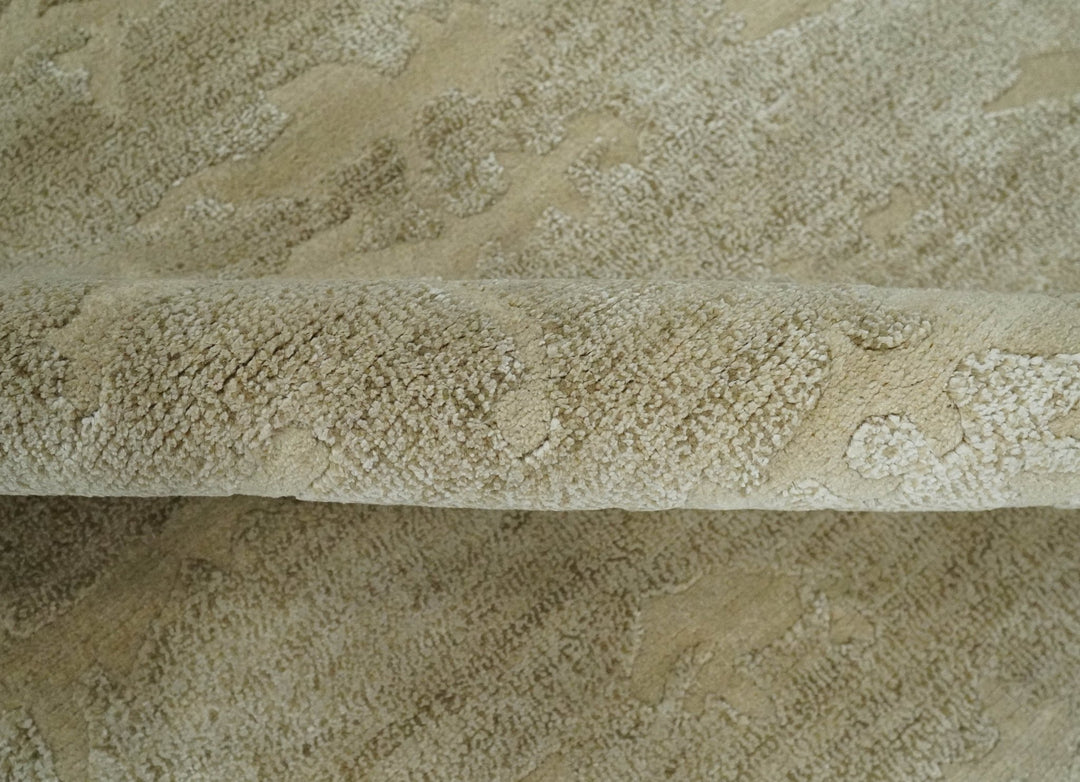 Olive Hand knotted Modern Carved Texture 4x6 Wool and art Silk Area Rug - The Rug Decor