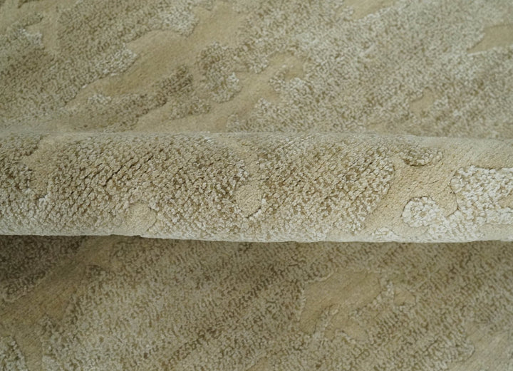 Olive Hand knotted Modern Carved Texture 4x6 Wool and art Silk Area Rug - The Rug Decor