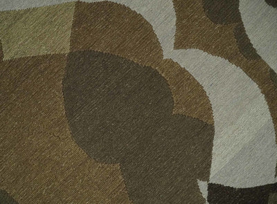 Olive, Ivory and Charcoal 6x9 Modern Abstract Hand Woven Soumak Dhurrie Wool Area Rug - The Rug Decor