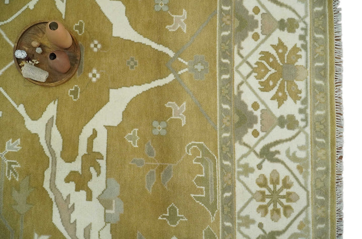 Olive, Ivory and Gray Hand knotted Oriental Oushak Multi size wool Area Rug - The Rug Decor