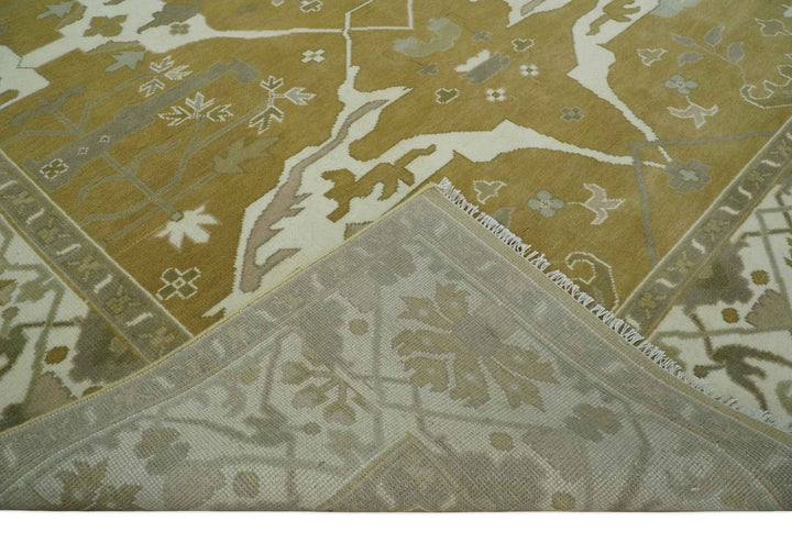 Olive, Ivory and Gray Hand knotted Oriental Oushak Multi size wool Area Rug - The Rug Decor