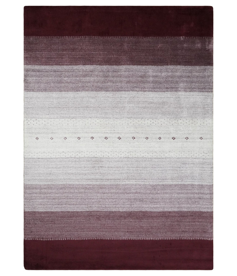 Ombre Purple and Ivory 5x7 Striped Wool and Bamboo Silk Hand Knotted Southwestern Gabbeh Rug | HL28 - The Rug Decor