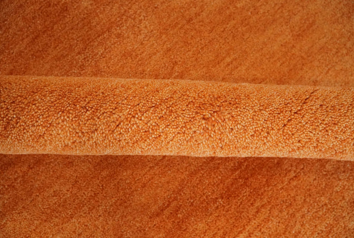Orange Rust Solid Plane Woolen Hand Tufted 8x10 wool area Rug - The Rug Decor