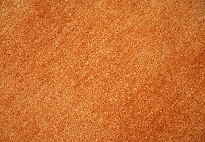 Orange Rust Solid Plane Woolen Hand Tufted 8x10 wool area Rug - The Rug Decor