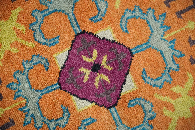 Orange, Silver and Mustard Traditional Mamluk Design Medallion Multi Size wool Area Rug - The Rug Decor