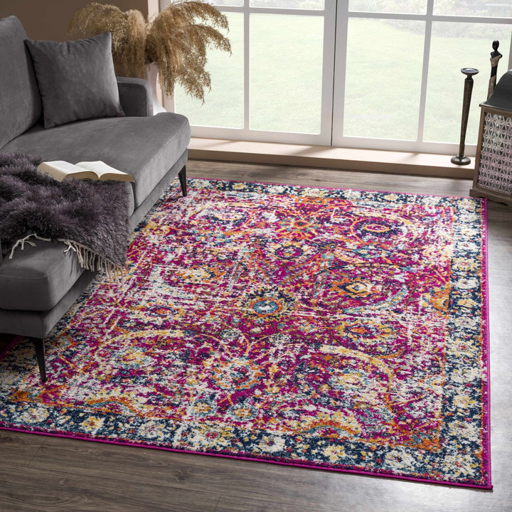 Oriental Oushak Blue, Purple and Ivory Multi size Medium Pile Area Rug - The Rug Decor