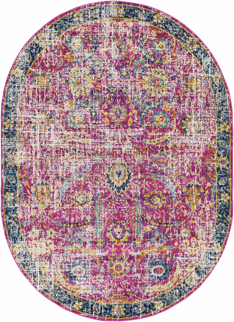 Oriental Oushak Blue, Purple and Ivory Multi size Medium Pile Area Rug - The Rug Decor
