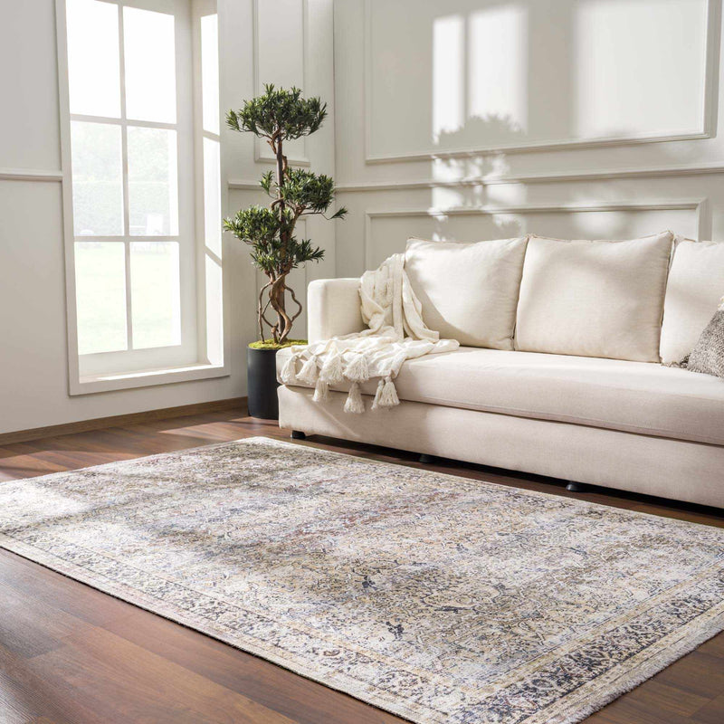 Oriental Transitional Design Beige, Brown and Camel Style Low Pile Area Rug - The Rug Decor