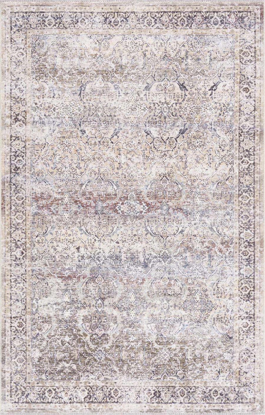 Oriental Transitional Design Beige, Brown and Camel Style Low Pile Area Rug - The Rug Decor
