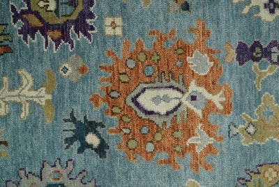 Oushak 5x8, 6x9, 8x10, 9x12, 10x14 and 12x15 Hand Knotted Blue and Ivory Traditional Persian Vintage Wool Rug | TRDCP784 - The Rug Decor