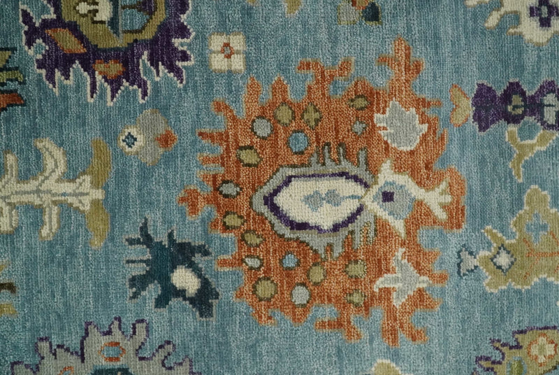 Oushak 5x8, 6x9, 8x10, 9x12, 10x14 and 12x15 Hand Knotted Blue and Ivory Traditional Persian Vintage Wool Rug | TRDCP784 - The Rug Decor