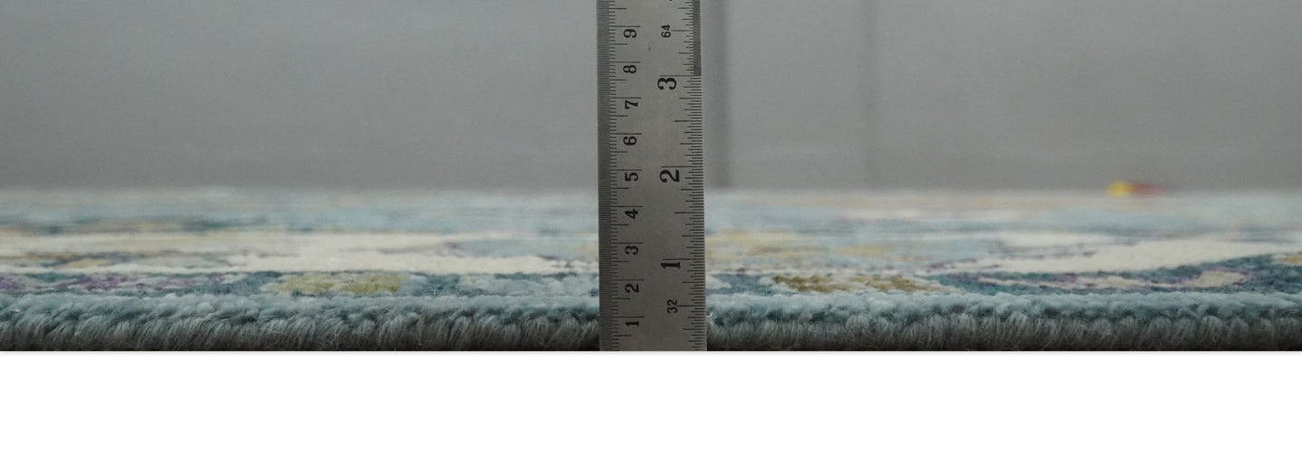 Oushak 5x8, 6x9, 8x10, 9x12, 10x14 and 12x15 Hand Knotted Blue and Ivory Traditional Persian Vintage Wool Rug | TRDCP784 - The Rug Decor