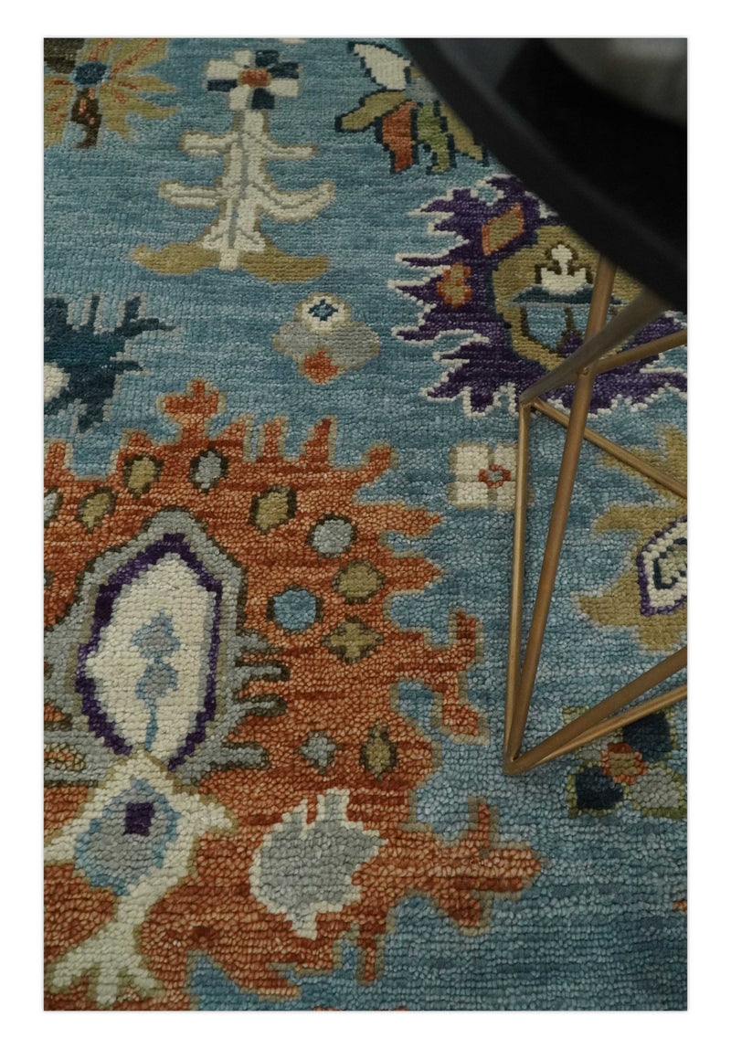 Oushak 5x8, 6x9, 8x10, 9x12, 10x14 and 12x15 Hand Knotted Blue and Ivory Traditional Persian Vintage Wool Rug | TRDCP784 - The Rug Decor