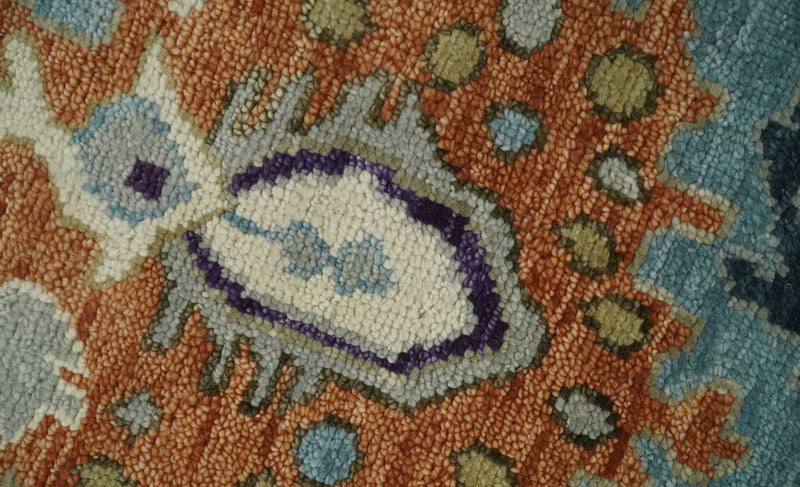 Oushak 5x8, 6x9, 8x10, 9x12, 10x14 and 12x15 Hand Knotted Blue and Ivory Traditional Persian Vintage Wool Rug | TRDCP784 - The Rug Decor