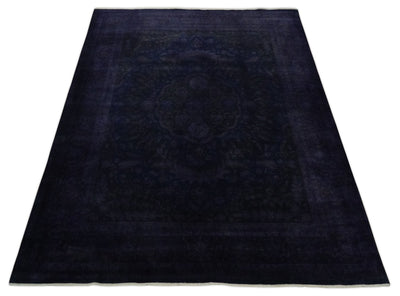 Overdyed Royal Dark Purple Hand Knotted 8x10 Traditional Oushak Design Wool Accent Rug | N362810 - The Rug Decor