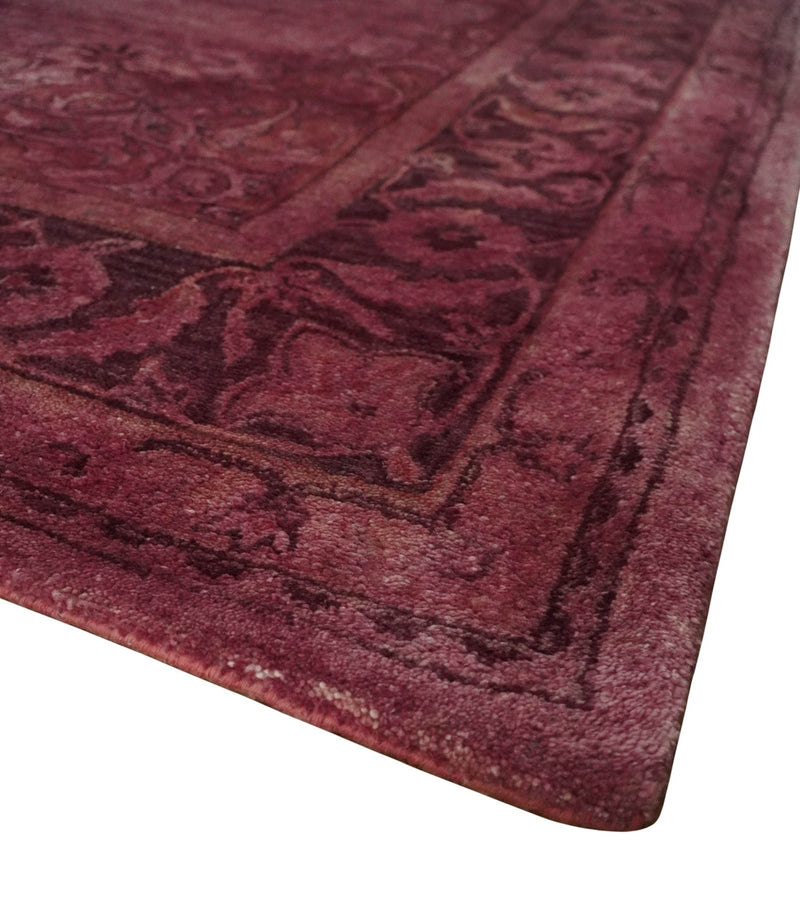 Overdyed Wool 8x11 Maroon and Brown Traditional Hand Tufted Wool Area Rug - The Rug Decor