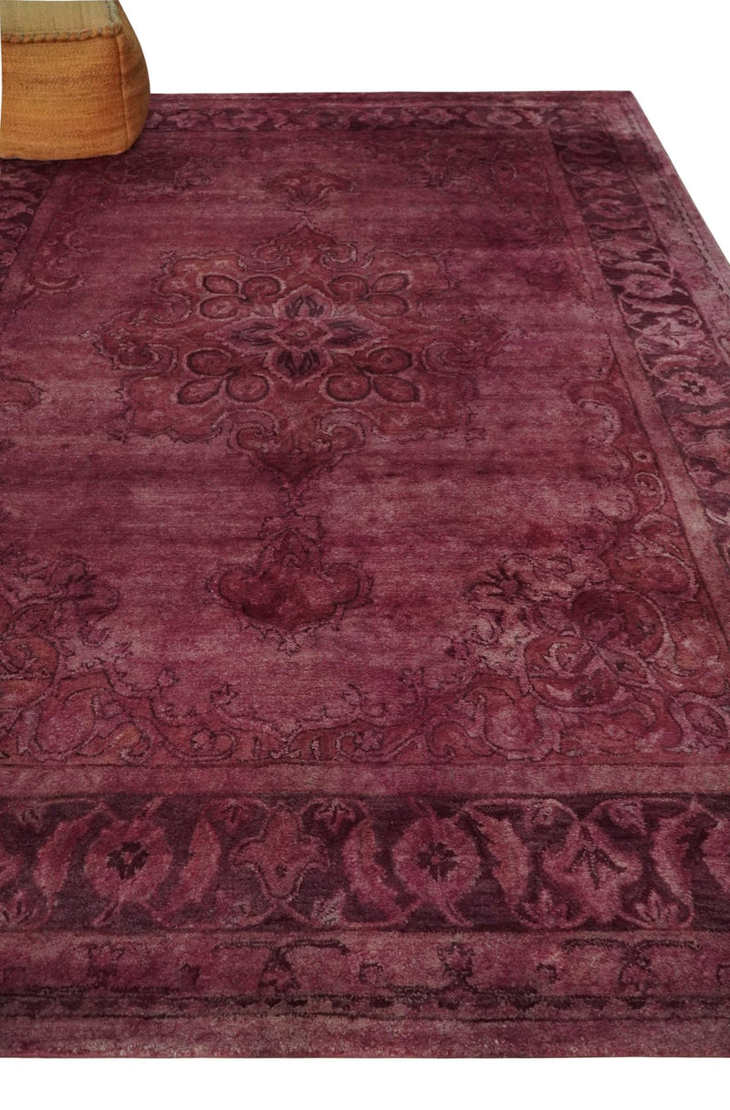 Overdyed Wool 8x11 Maroon and Brown Traditional Hand Tufted Wool Area Rug - The Rug Decor