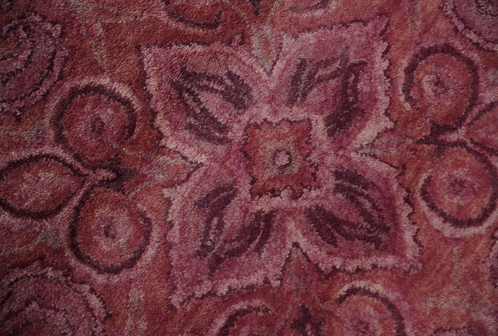 Overdyed Wool 8x11 Maroon and Brown Traditional Hand Tufted Wool Area Rug - The Rug Decor