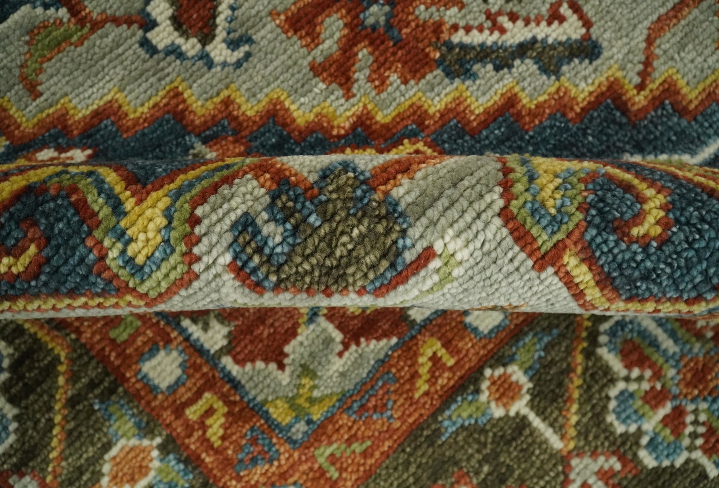 Oversize 5x8, 6x9, 8x10, 9x12, 10x14 and 12x15 Brown and Blue Traditional Persian Eclectic Hand Knotted Area Rug | TRDCP205 - The Rug Decor