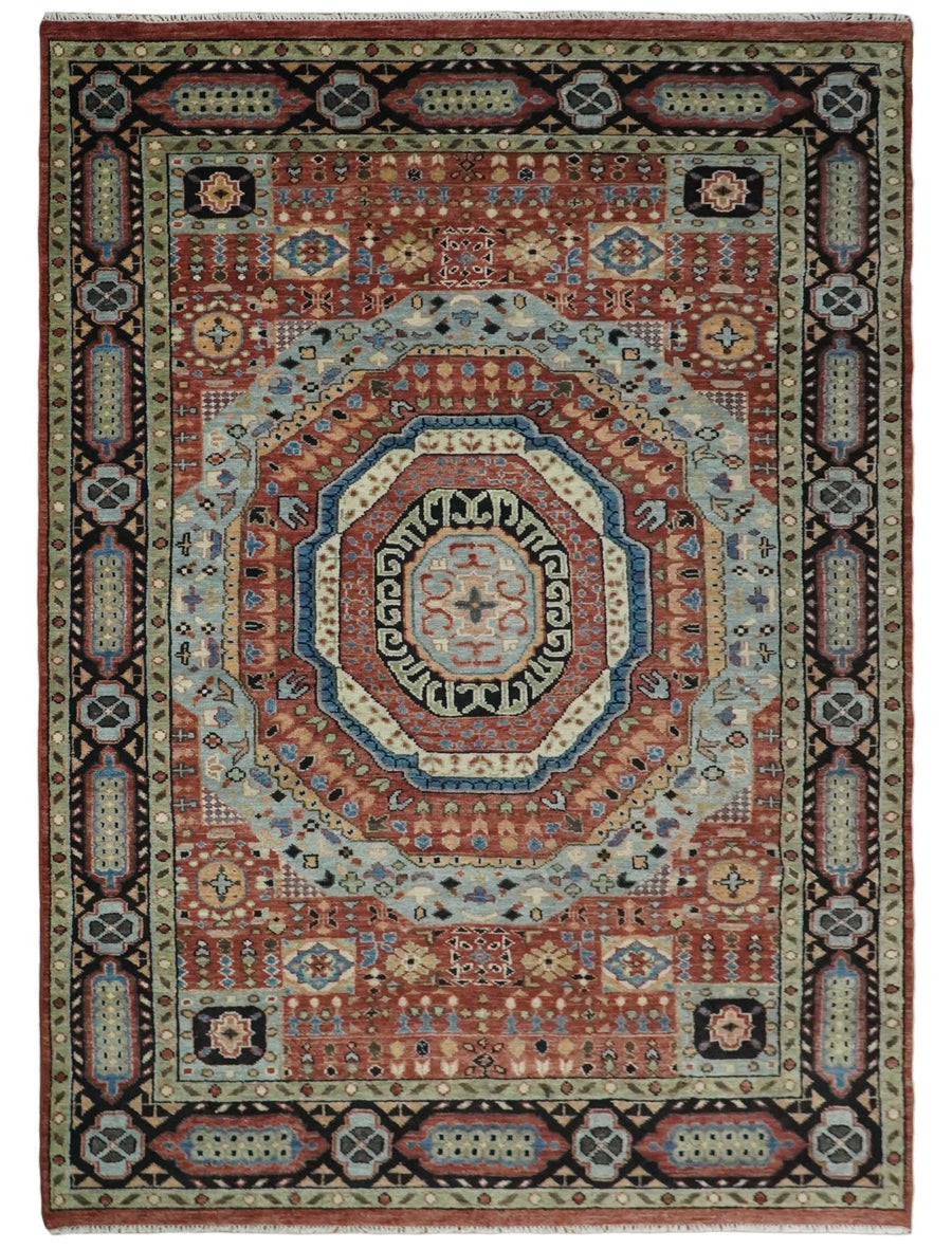Oversize Large 10x14 Hand Knotted Kazak Medallion Red and Black Traditional Persian Rug | TRDCP5561014 - The Rug Decor