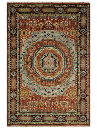 Oversize Large 6x9 and 10x14 Hand Knotted Kazak Medallion Red and Black Traditional Persian Rug | TRDCP5561014 - The Rug Decor