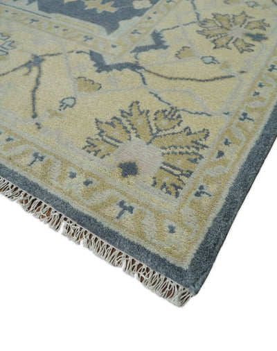 Persian Oushak 8x10 Blue and Beige Antique Hand Knotted Large Wool Area Rug | TRDCP238810 - The Rug Decor