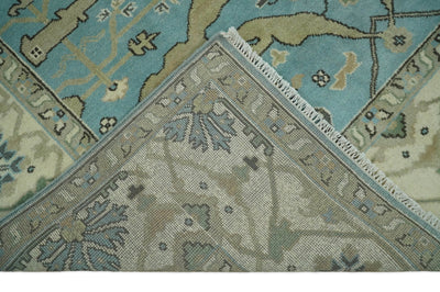 Persian Oushak 8x10 Blue and Beige Antique Hand Knotted Large Wool Area Rug | TRDCP240810 - The Rug Decor