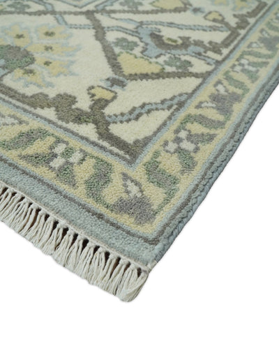 Persian Oushak 8x10 Blue and Beige Antique Hand Knotted Large Wool Area Rug | TRDCP242810 - The Rug Decor