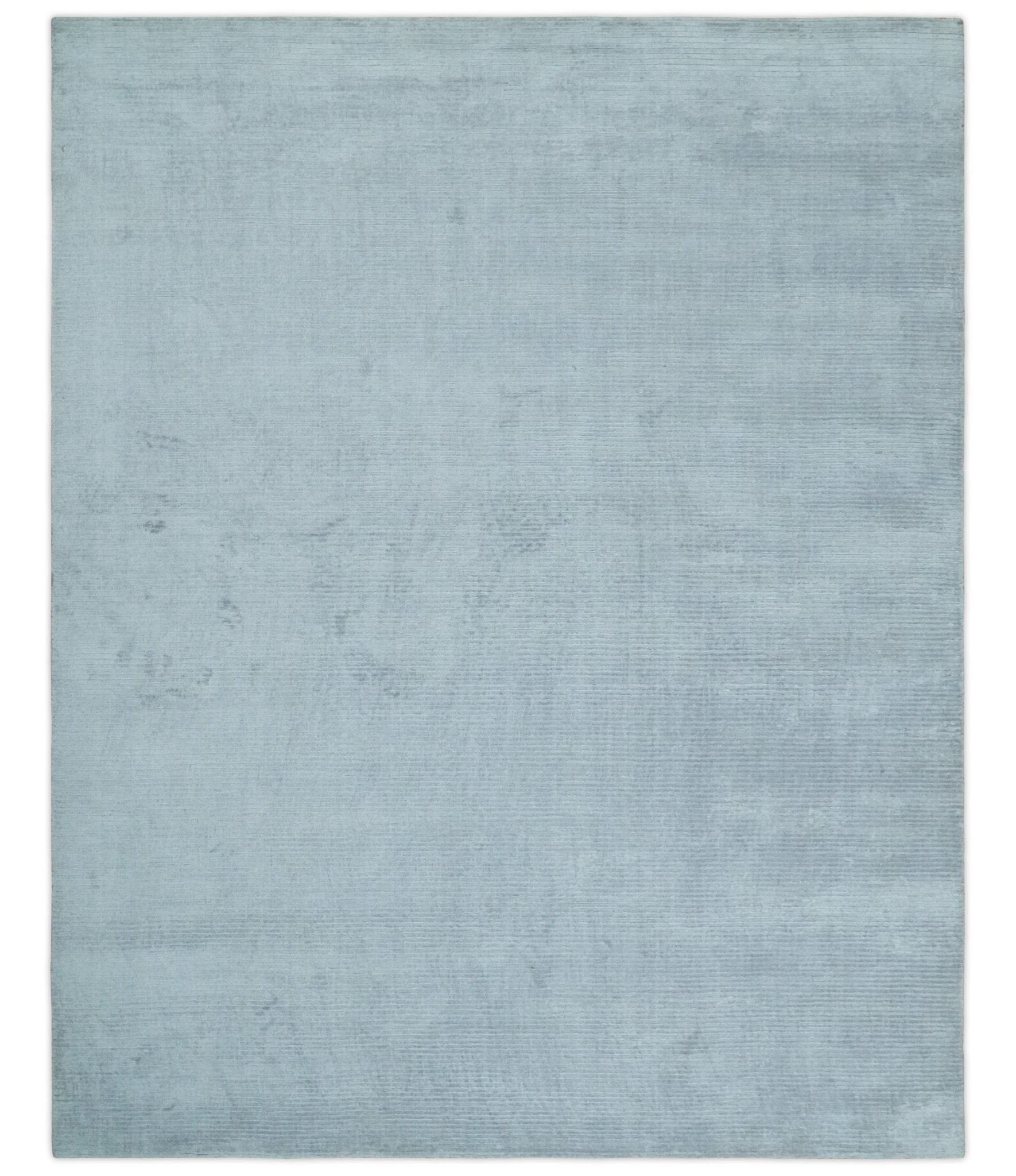 Plain Solid Hand Loomed Silver Minimalist Scandinavian Art Silk Rug ...