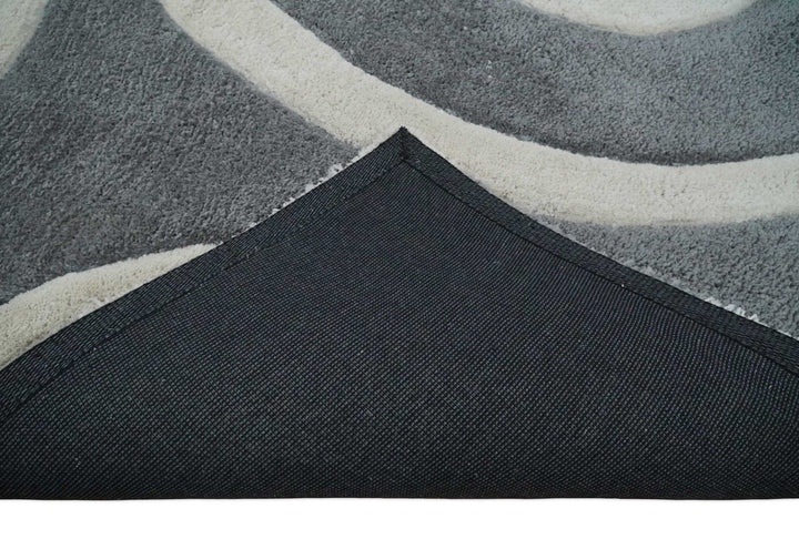 Plush Contemporary 3x5, 4x6 and 5x7 Hand Woven Shag Ivory and Gray Art Silk Soft Area Rug - The Rug Decor