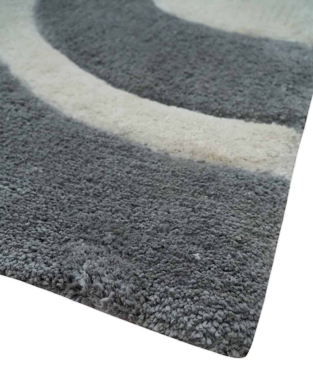 Plush Contemporary 3x5, 4x6 and 5x7 Hand Woven Shag Ivory and Gray Art Silk Soft Area Rug - The Rug Decor
